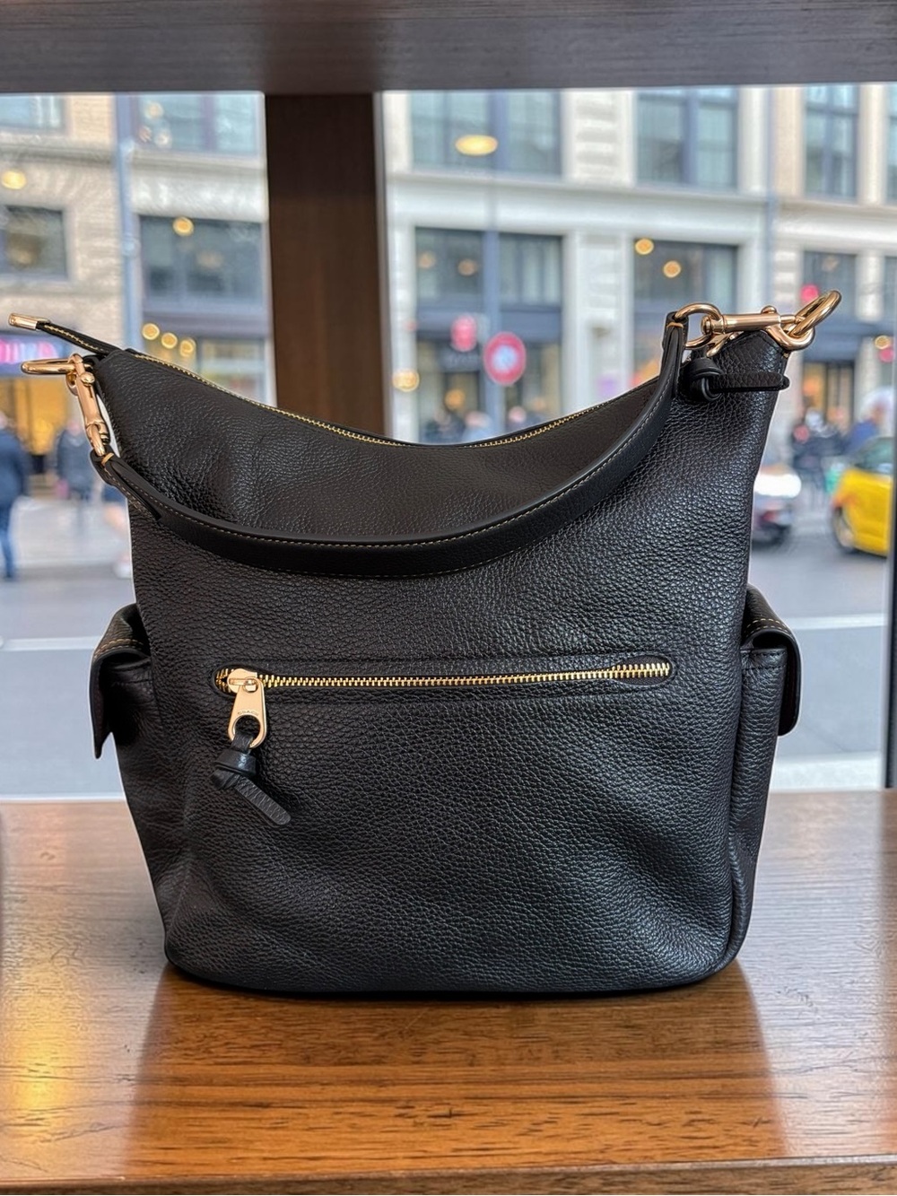 Coach Pennie Black Pebbled Leather Shoulder Hobo Bag with Gold Hardware - Picture 12 of 16